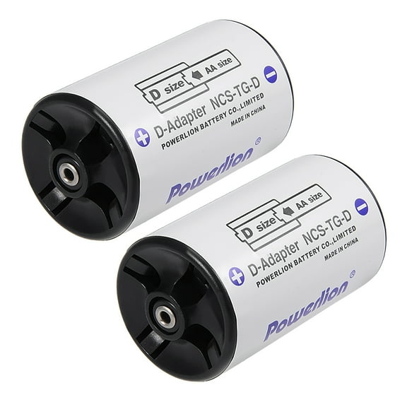 2 pcs AA to Size D Battery Adapters Converter Cases D-Adapter