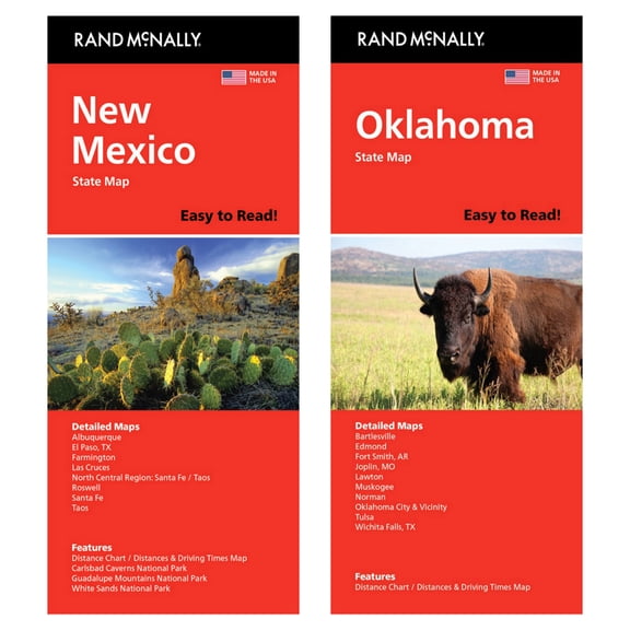 Rand McNally State Maps: New Mexico and Oklahoma (2 Maps)