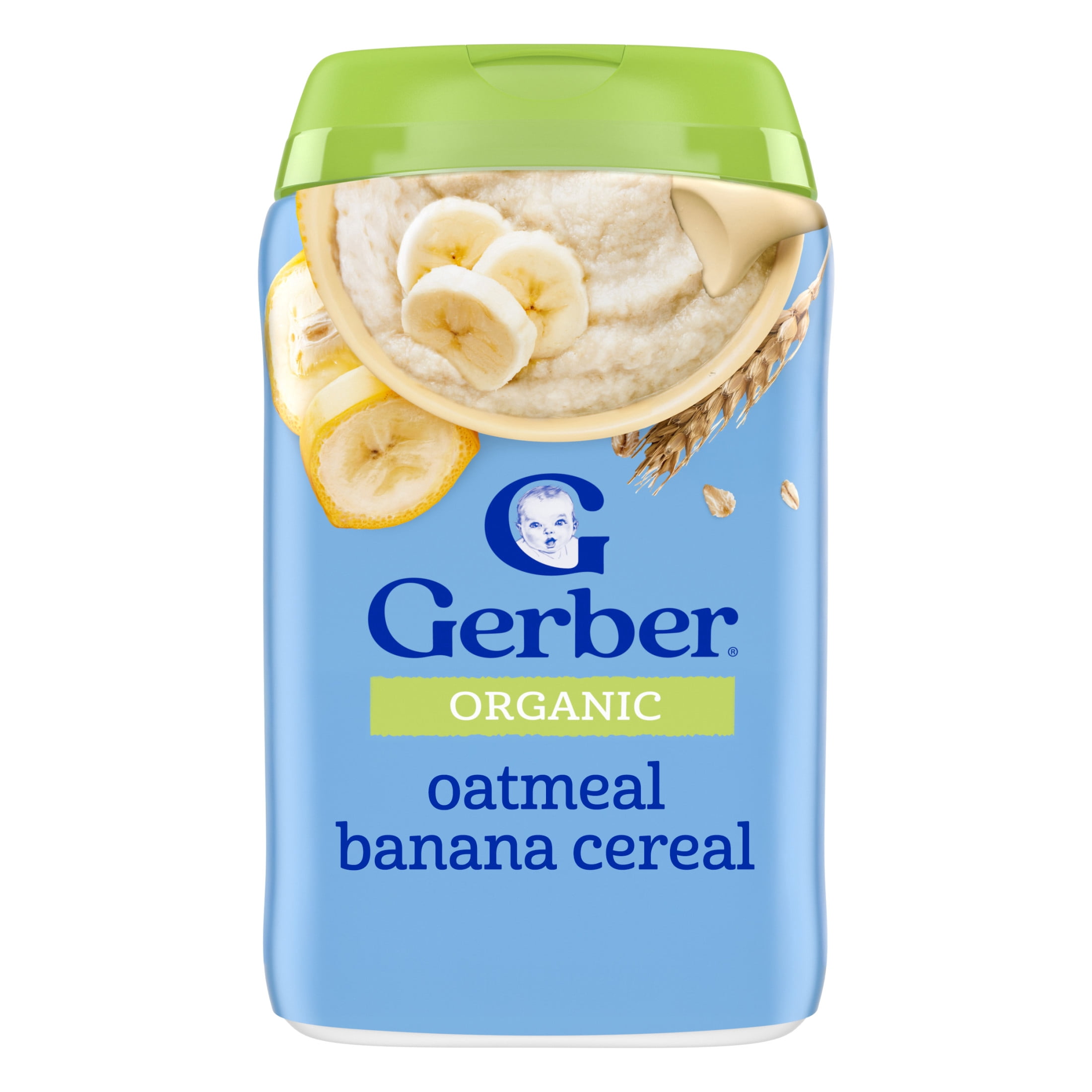 (6 pack) Gerber 2nd Foods Organic for Baby Grain & Grow Oatmeal Baby Cereal, Banana, 8 oz Canister
