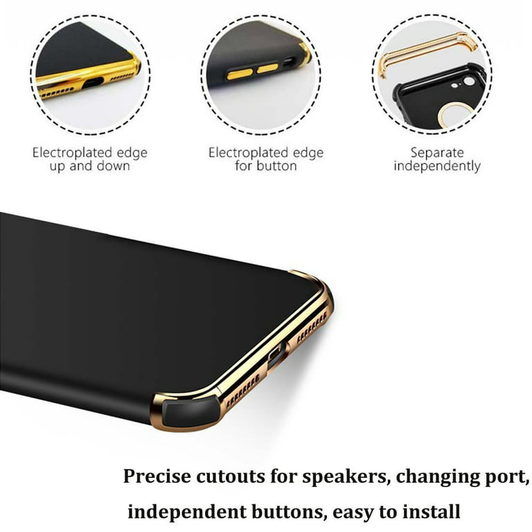 Kelier iPhone 8 Plus Case, Ultra Slim Flexible iPhone 7 Plus Matte Case,  Gold Plated 3 in 1 Shockproof Luxury Cover Case for iPhone 8 Plus/iPhone 7