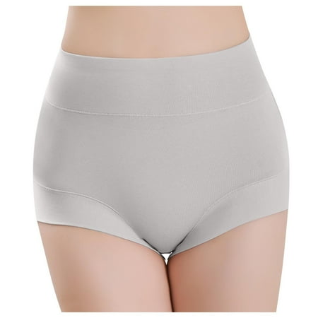 toraway Womens Panties Seamless Thong Women s High Waisted Plus Size Solid Color Belly Lift Panties XL