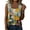#03Earthy Yellow, variant on Square Neck Sleeveless Floral Print Blouse for Women - Casual Pleated Tank Top Pink 3XL
