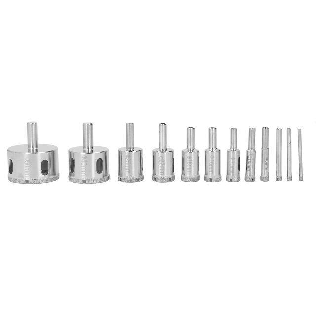 Kit de brocas de sierra perforadora de esmeril de vástago redondo, juego de brocas perforadoras robustas de alta velocidad para cerámica de mármol y vidrio