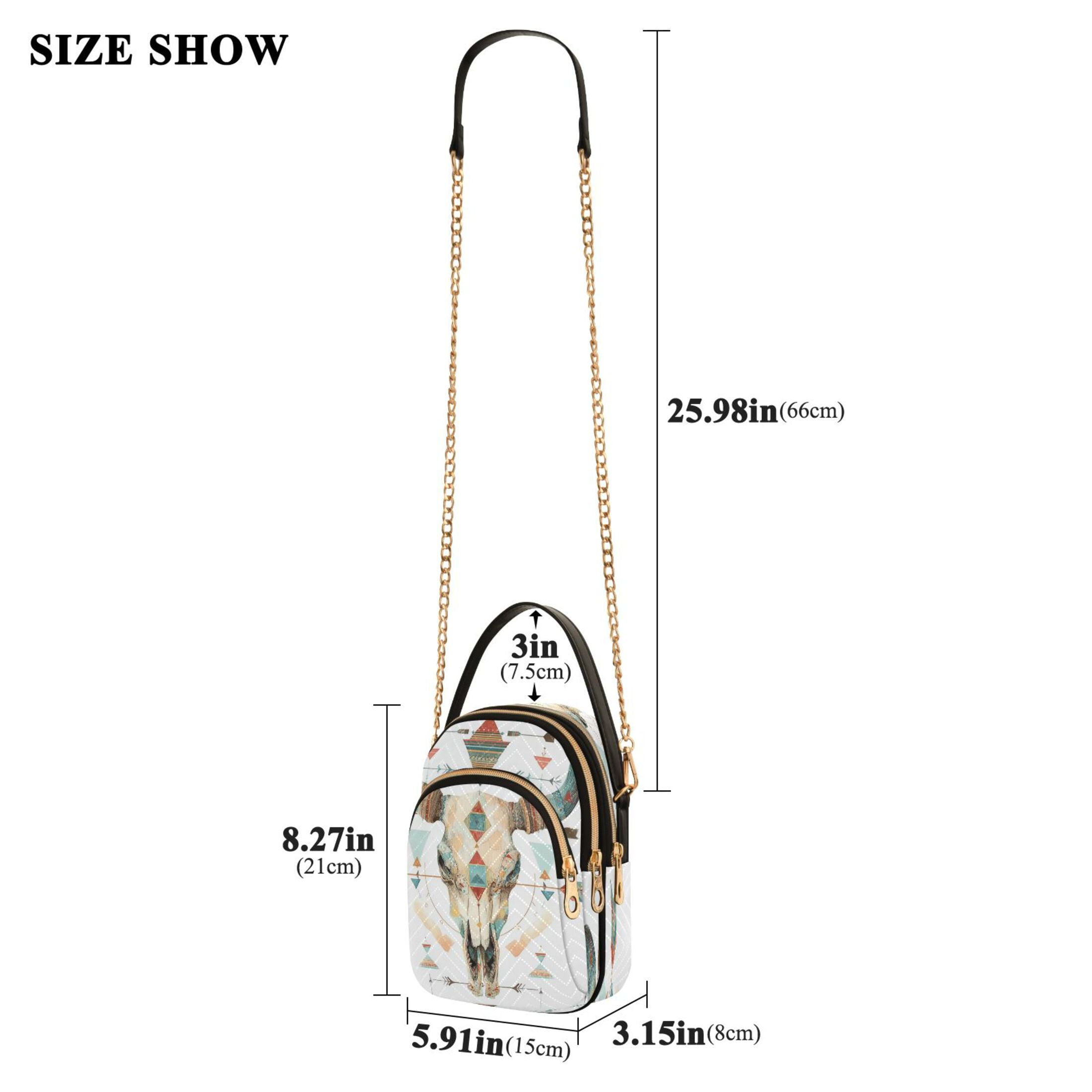 IAUYY Small Crossbody Bags for Women 15*21*8cm Leather Purses for Women Removable Strap with 3 Zipper Pocket Applicable to Birthday Gifts for Women,Bohemian Style Bull