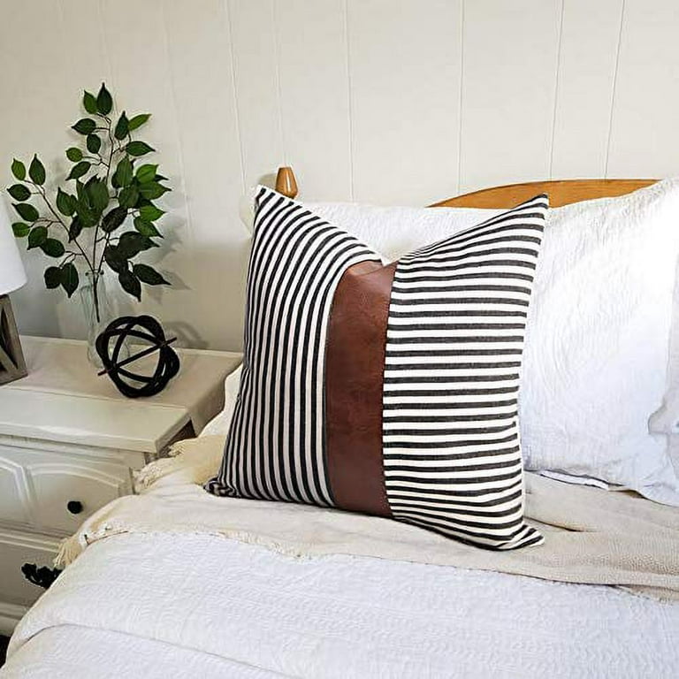 Black Ticking Stripe Throw Pillow Cover 18x18