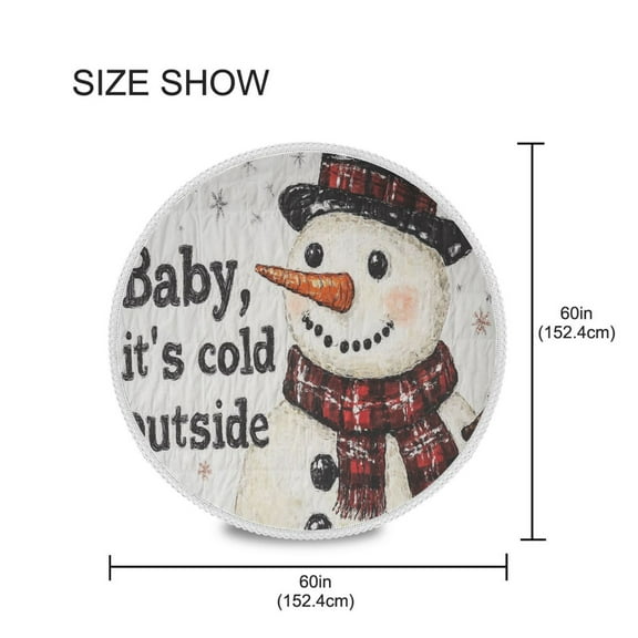 BZSMCE Round Tablecloth Adorable Smiled Snowman Pattern Pattern Tableclothes