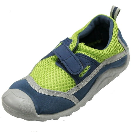 Lime Green Footwear - Sun Smarties Kids' Swim Shoes - Lime Green and Navy Blue - With Antimicrobial Insoles