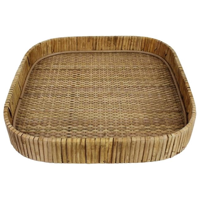 Benjara BM239883 Plateau avec Design Entrelacé & Forme Carrée&44; Brun
