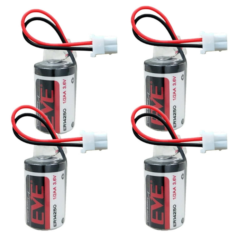 (4-Pack) 3.6V 1200mAh EVE ER14250 Lithium Battery Compatible with ER14250  1/2 AA LS14250 Battery with Plug