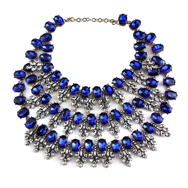 Guardurnaity Collar geométrico de aleación para mujer, cadenas de clavícula, collares de moda con diamantes de imitación, adornos de decoración para el Ropa, zapatos y accesorios Miscelánea Azul Guardurnaity AP014485-02