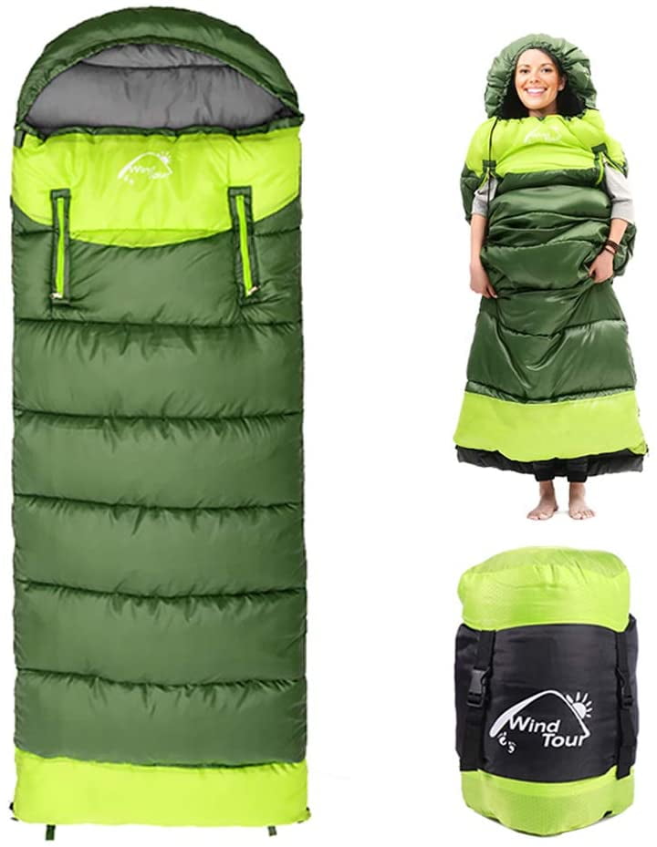 Mummy Sleeping Bag 3 Season Waterproof Adult Single Outdoor Camping Trail Green 