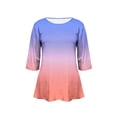 thumbnail image 5 of Aueoeo Women's Plus Size Gradient Print 3/4 Sleeve Round Neck Loose T-Shirts Casual Tops for Springtme and Summer (Xl–5Xl),Pink,XXXXL, 5 of 6