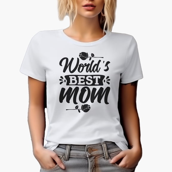 World's Best Mom, Mother's Day or Birthday, White T-Shirt, Small