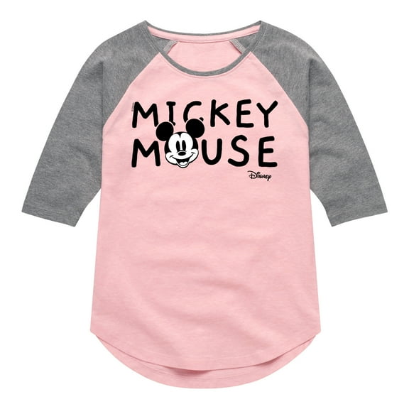 Disney - Mickey & Friends - Simple Original Mickey - Toddler And Youth Girls Raglan Graphic T-Shirt