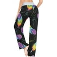 thumbnail image 5 of Women's Rainbow Bird Feather_360117785 Pajama Pants, Casual Pajama Bottoms Lounge Pants Wide Leg, 5 of 7