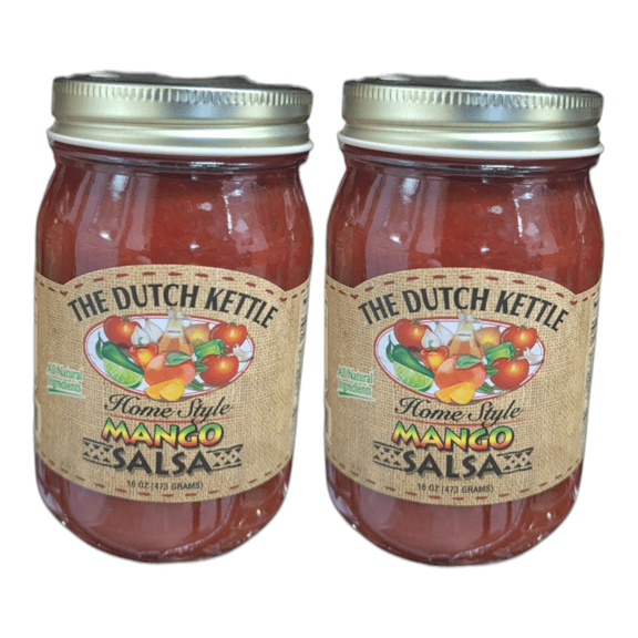 The Dutch Kettle Amish Homemade Mango Salsa – 2 Pack (18 oz Jars) – Small Batch, Sweet & Tangy, Amish Style • Non-GMO, No Preservatives