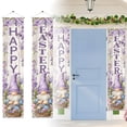 thumbnail image 1 of zhangmingg Easter Porch Banner Large Outdoor Decoration for Front Door Spring Holiday Welcome Sign 12x71 Inch Purple Egg Design, 1 of 7
