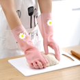 thumbnail image 5 of Guantes de látex de goma impermeables para mujer, para tareas domésticas, utensilios para lavar platos, cocina, limpieza duradera, 5 of 5