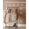thumbnail image 3 of Double-Rod Clothes Rack with Wheels & Shelf, 38.8" Heavy-Duty Garment Rack for Hanging Clothes, Holds up to 220 lbs, 3 of 5