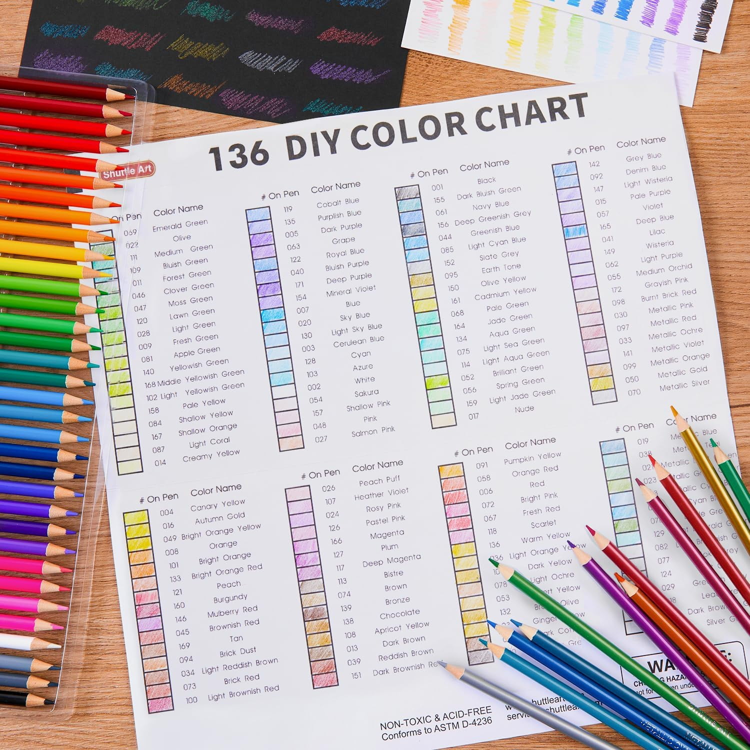 136 Coloured Pencils , Soft Core Colouring Pencils Set for Adult Colouring Books, Doodling, Sketching, Drawing, Art Supplies