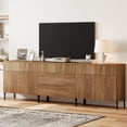thumbnail image 4 of WAMPAT Fluted Dresser for Bedroom with 5 Drawers & 4 Doors, Modern Wooden Chest of Drawers with Hidden Handles, Extra Storage Dresser TV Stand Closet Organizer for Bedroom & Living Room, Brown, 4 of 12