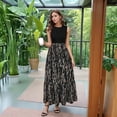 thumbnail image 3 of HAJWOH Long Summer Dresses for Women Sleeveless Flowy Print Work Dress Casual Long Dresses with Belt Elegant Fashion Boho Dresses Gray XL, 3 of 5