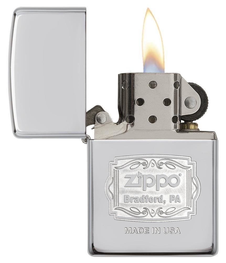 29521 250 Zippo Bradford PA High Polish Chrome Pocket Lighter