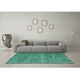 thumbnail image 3 of Ahgly Company Machine Washable Indoor Rectangle Oriental Turquoise Blue Modern Area Rugs, 2' x 4', 3 of 4