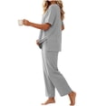 thumbnail image 5 of RYRJJ Pajamas for Women Soft Pjs Lounge Sets Short Sleeve Crewneck Tops and Long Pants 2 Piece Pjs Set with Pockets for Sleep Home Travel, 5 of 7