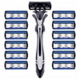 Men's Manual Shaving Razor Set, Refillable Blade Razor Kit with 6-Blade ...