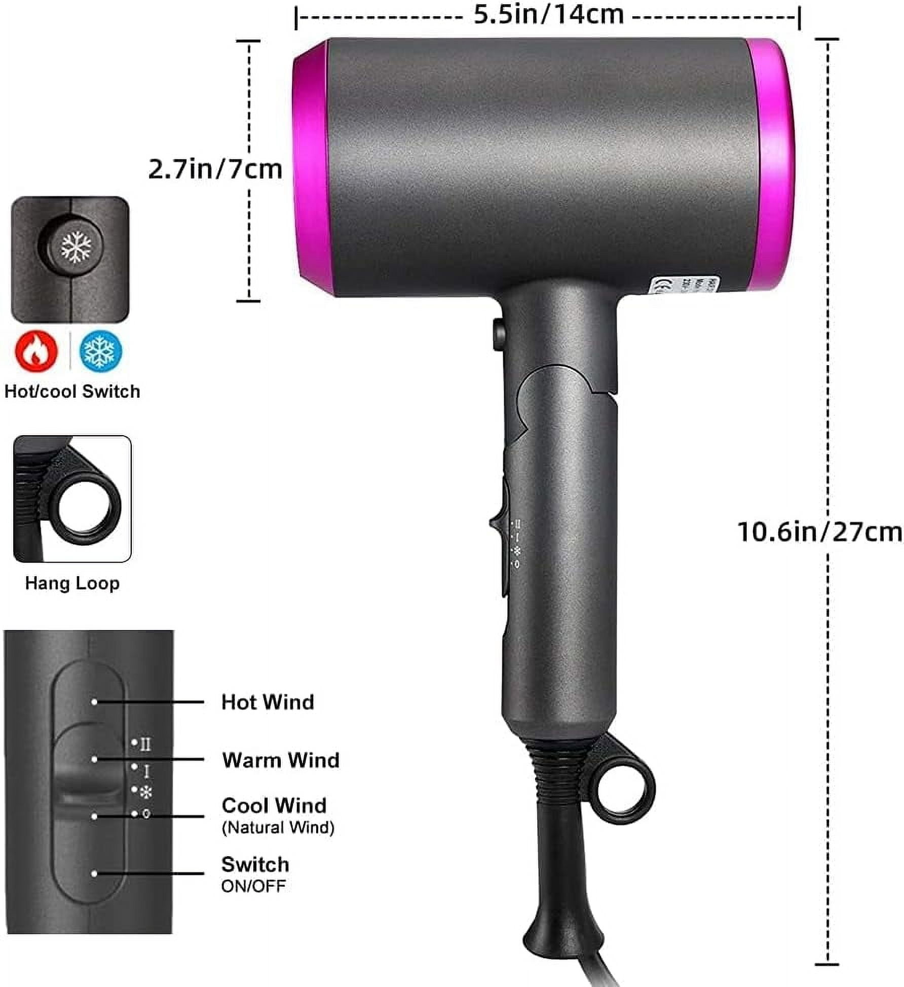 2025 Cordless Hair Dryer for Women with Battery, Rechargeable Blow Dryer, Hair Dryer Rechargeable with USB Charging Hot Cold Wind Wireless Hair Dryers with Battery for Travel Camping Use (Purple)