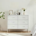 thumbnail image 4 of Yardi Yarda Six-Drawer Cabinet, Tall Dresser Fabric Storage Tower, Wooden Top for Indoor as Living Room, Bedroom, White, 4 of 9