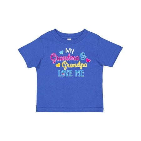 

Inktastic My Grandma and Grandpa Love Me with Hearts Gift Baby Boy or Baby Girl T-Shirt