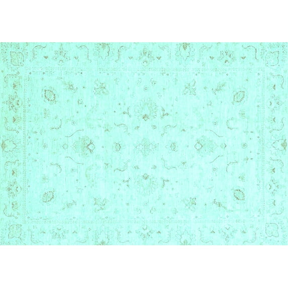 Ahgly Company Indoor Rectangle Oriental Light Blue Traditional Area Rugs, 7' x 9'