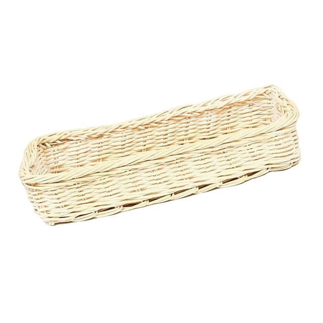 Abbracc Rattan Storage Basket Kitchen Tableware Box Sundries Container Organizer, Rattan White