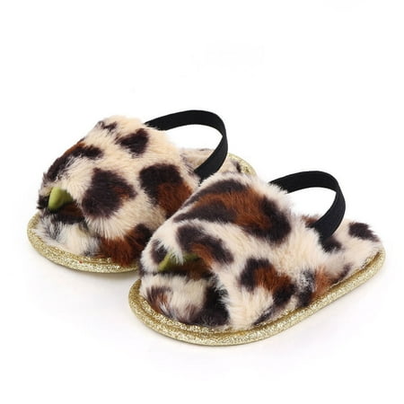 

Baby Girls Newborn Soft Sole Walking Shoes Sandals Fur Crib Slippers Cute Summer Autumn Casual Flats Non-Slip Indoor First Walkers Princess Dress for Christmas 0-12M