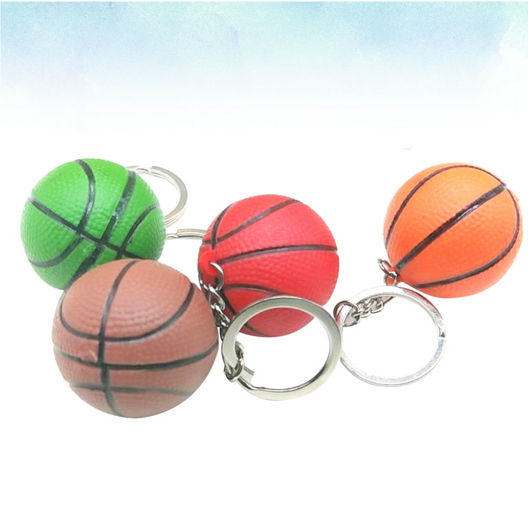 Frcolor 4pcs Artificial Basketball Keychain Creative Key Rings Souvenir Pendant (Red, Orange, Green, Coffee), adult Unisex, Size: 5.91 x 4.72 x 1.97