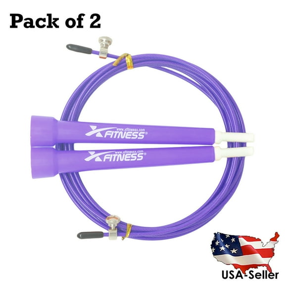2 Pack Purple Speed Wire Jumprope 10Ft. Fully Adjustable Thin Wire Jumpe Skipping Rope