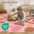 thumbnail image 4 of ODIKA 3'x5' Blush Pink Abstract Washable Throw Rug Modern Graphic Design With Playful Shapes And Retro Flair for Entryway, Kitchen, Mudroom, Stain Resistant, Low Profile, Non-Slip, 4 of 7