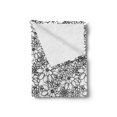 thumbnail image 2 of Floral Vintage Soft Flannel Fleece Throw Blanket, Digitally Generated Monochrome Flowers on Plain Background, Cozy Plush for Indoor and Outdoor Use, 60" x 80", Charcoal Grey and White, by Ambesonne, 2 of 5