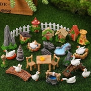 topjuju 34 Pcs Mini Resin Farm Animal Figurines, Outdoor Fairy Garden Accessories Set, Cute Realistic Micro Landscape Decor for Terrarium & Garden