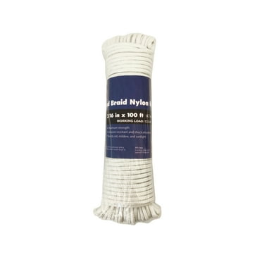 CORDA Diamond Braid Rope, White, Nylon, 3/16" x 100'