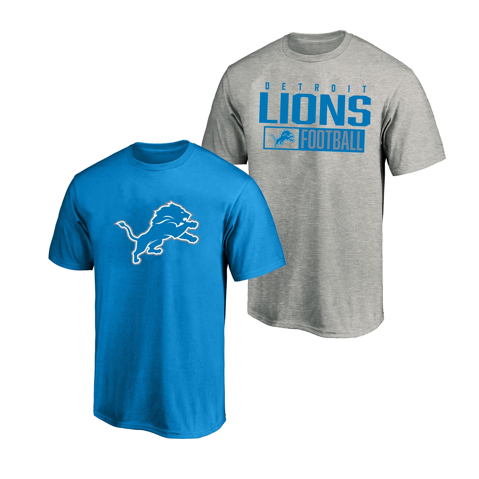 Men's Fanatics Heather Gray/Blue Detroit Lions Big & Tall 2-Pack T-Shirt Set