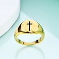 thumbnail image 5 of PAURO Cross Rings for Men Women Black Silver Rose Gold Plated Pinky Cool Simple Personalized Statement Dainty Circle Jewelry Gold Size 10, 5 of 6