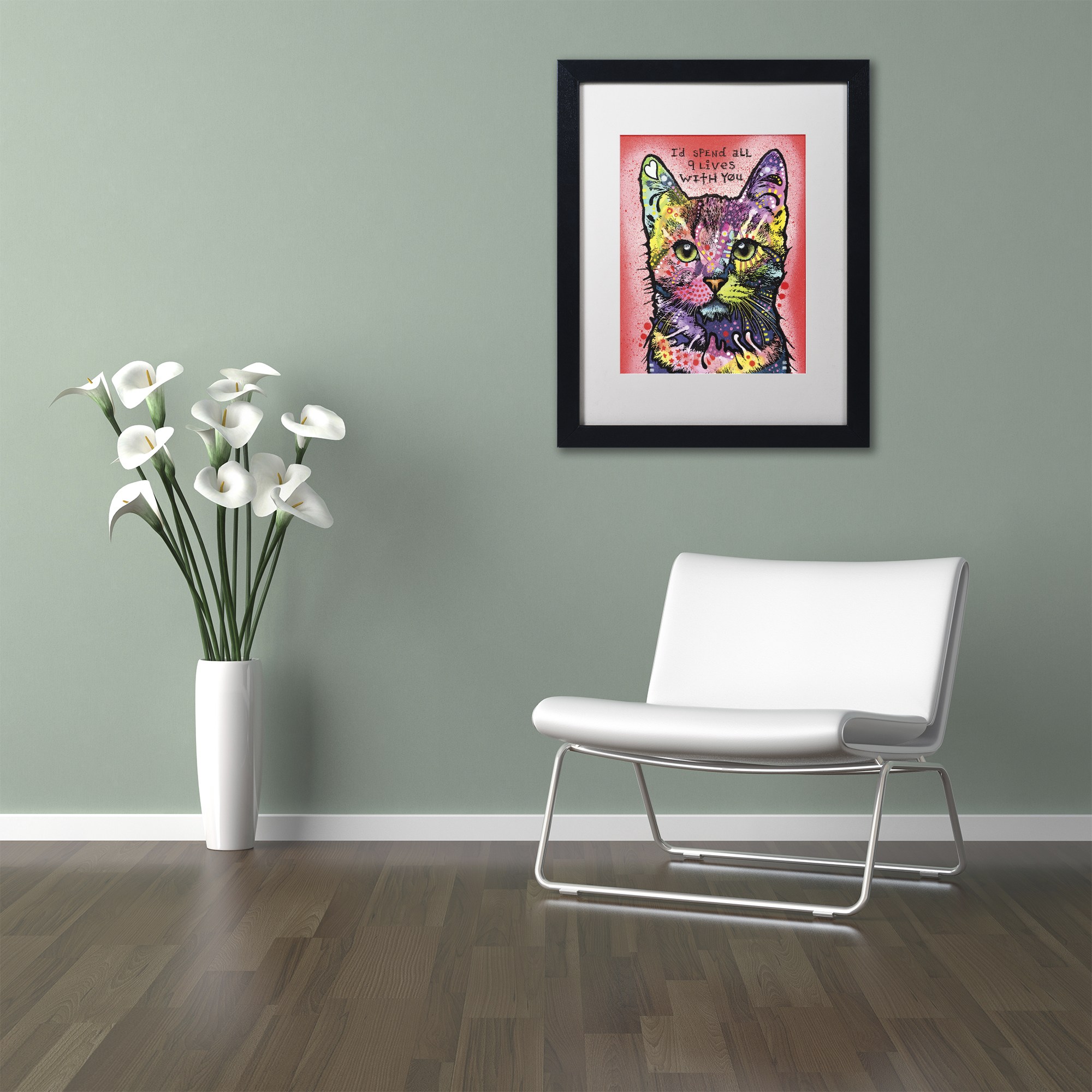 Trademark Fine Art '9 Lives' Canvas Art by Dean Russo, White Matte, Black Frame