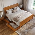thumbnail image 3 of Portland King Storage Wood Platform Bed with Matching Footboard in Light Toffee, 3 of 10