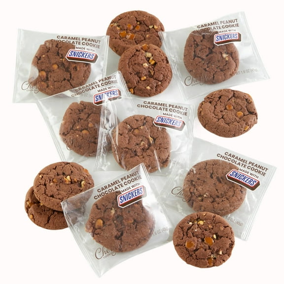 Cheryl's Cookies Caramel Peanut Chocolate Cookies with SNICKERS® Bar Pieces, Kosher, Signature Gift Box, Individually Wrapped, Gourmet, Handmade, Any Occasion, Family, Friends, Loved Ones, 12 count