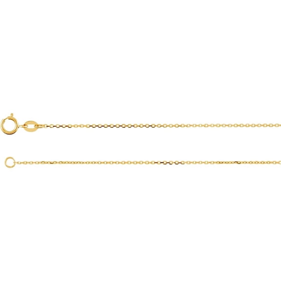10k Yellow Gold 1mm Necklace 20 Inch Polished Sparkle-Cut Cable Chain With Spring-Ring Chain Necklace for Women and Men