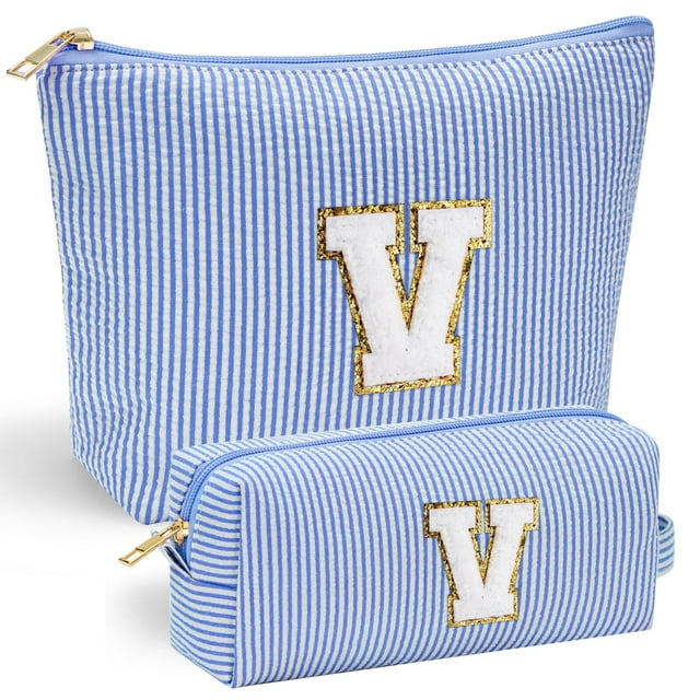 YOOLIFE Regalos personalizados para mujeres, bolsa de maquillaje con inicial, bolsa de cosméticos, bolsa de maquillaje, linda bolsa de maquillaje, regalo para esposa, novia, hermana, regalos de novia,