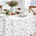 thumbnail image 4 of Nappe de Noël Ronde 60 Pouces, Nappe Flocon de Neige Blanche et Argentée Imperméable, Nappe Métallique Lavable de Noël Anti-Taches pour Décorations de Noël, 4 of 5